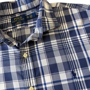 Polo Ralph Lauren Performance Plaid Button Down Shirt Men's XXL Blue White